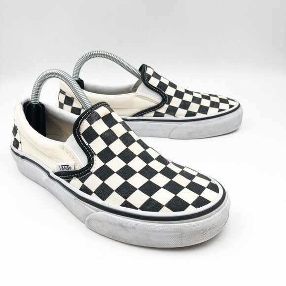 VANS Black White Checker Slip On Sneakers Womens 6 - Picture 1 of 12
